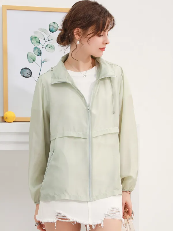 COMOBOCA Women's Zip Up Hooded Mulberry Silk Jacket sold by COMOBOCA