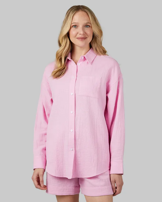 WOMEN'S SOFT GAUZE OVERSIZED LONG SLEEVE BUTTON-UP sold by 32 Degrees