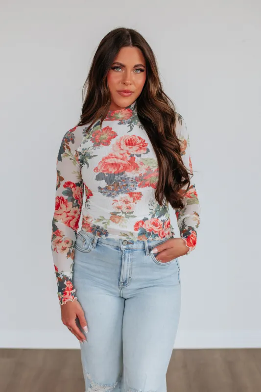 Eris Floral Mesh Top sold by Wild Oak Boutique