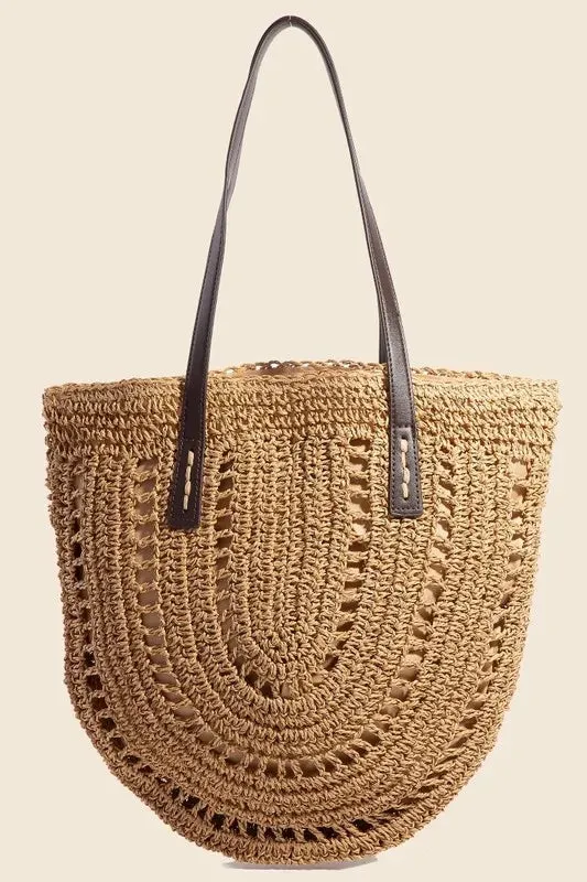 Fame Straw Braided Rounded Tote Bag sold by Skemo