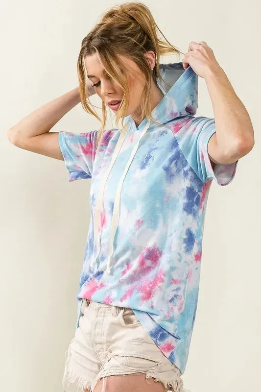 BiBi Tie Dye Terry Hoodie with Drawstring sold by Charming Charlie