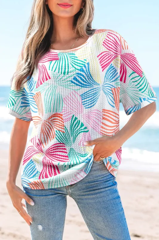 Printed Round Neck Half Sleeve Top sold by Charming Charlie
