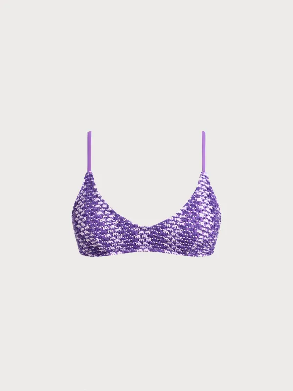Purple Striped Crochet Bikini Top sold by BERLOOK