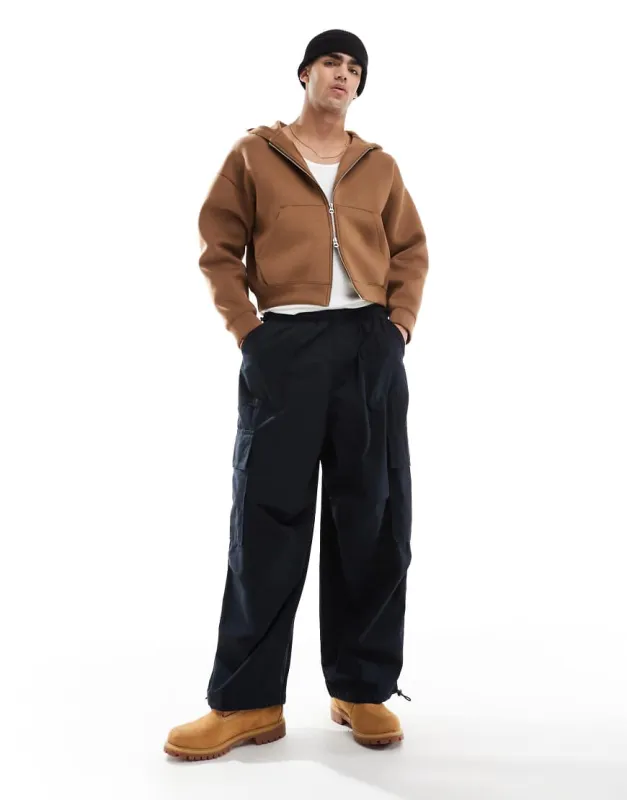 ASOS DESIGN parachute cargo trouser in black sold by ASOS
