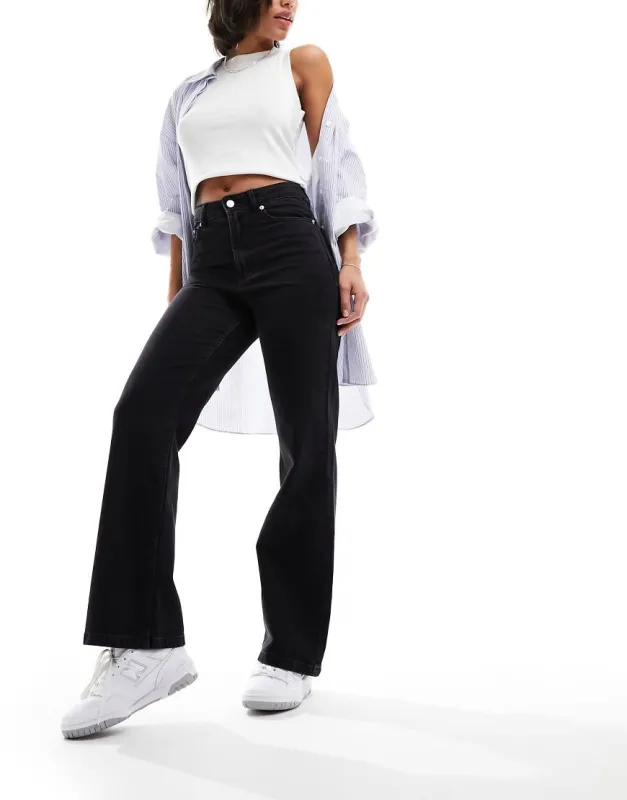 ASOS DESIGN comfort stretch straight leg jean in black sold by ASOS