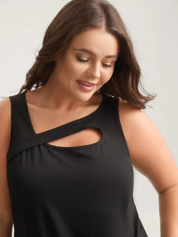 Stretchy Neck Cut-Out Solid Tank Top sold by Bloomchic
