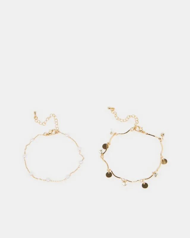 Women Gold Embellished Bracelets Set Of (2 Piece) sold by Redtag