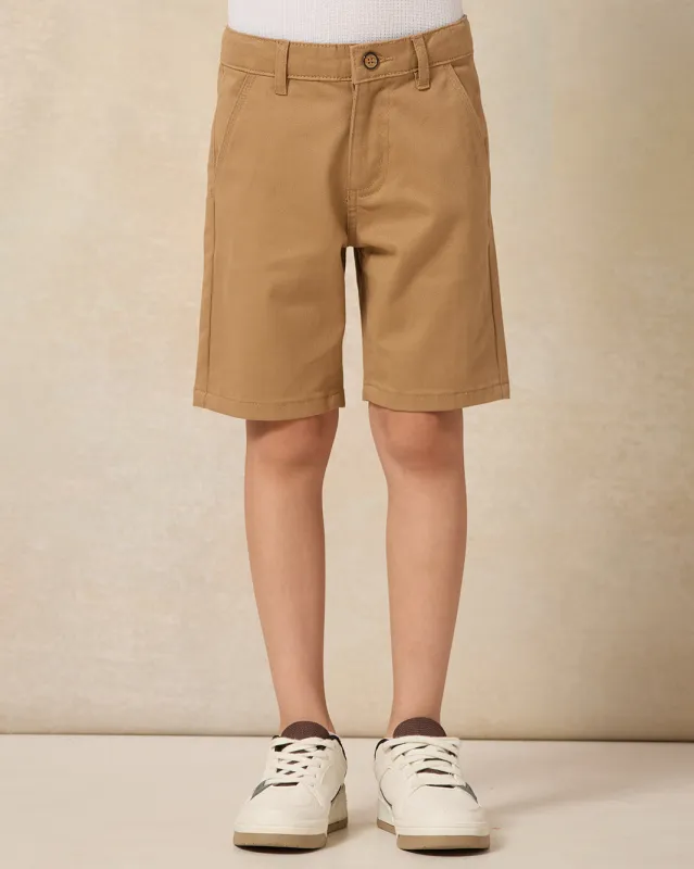 Boys Tan Plain Chino Shorts sold by Redtag