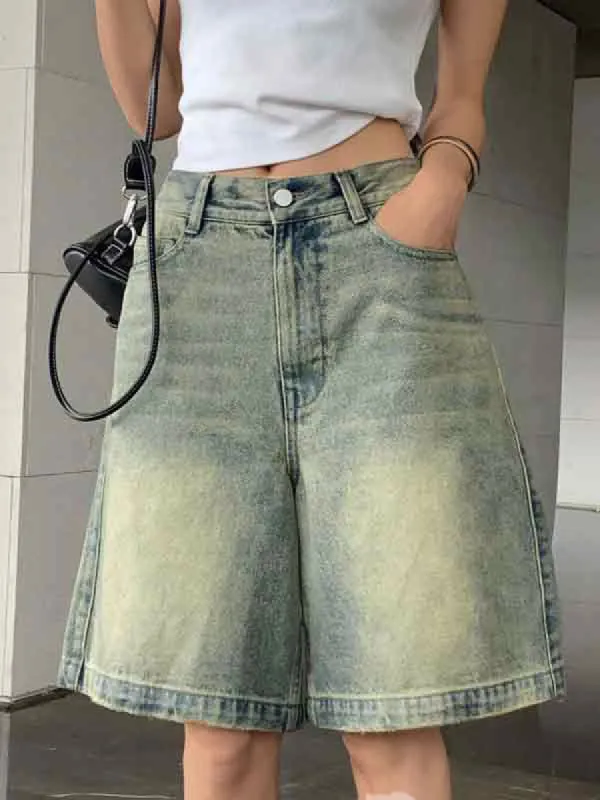 Distressed Loose Denim Shorts sold by Emmiol