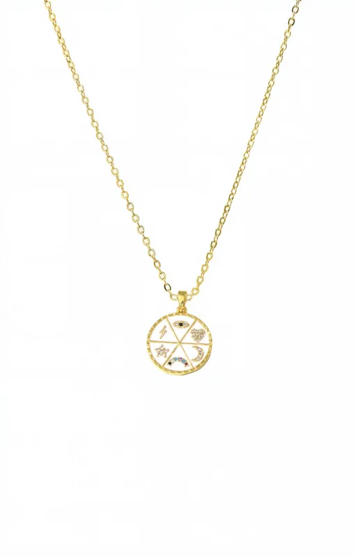 Pave Multi Charm Coin Pendant Necklace sold by Adina Eden's