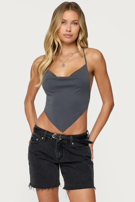 Tilla Backless Cowl Neck Top sold by Edikted