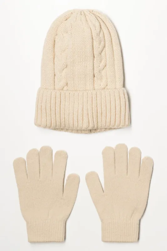 Beanie And Gloves Set Natural sold by Ackermas