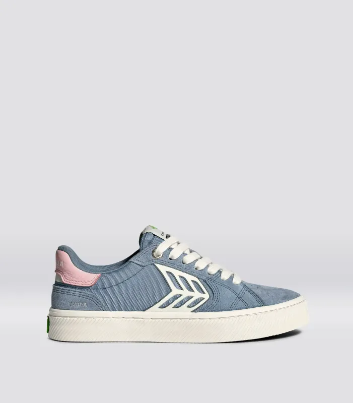 CATIBA PRO 2.0 Mirage Blue Suede and Cordura Ivory Logo Rose Sneaker Women sold by Cariuma