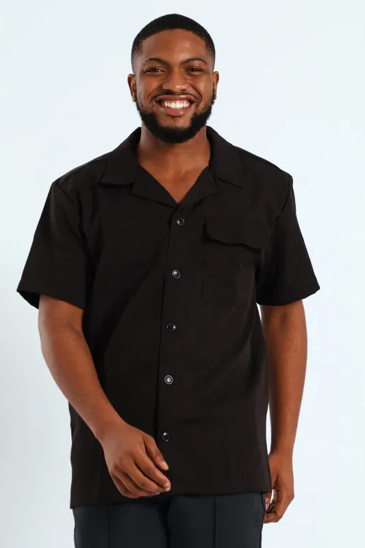 Short Sleeve Utility Shacket - Black sold by Edgars