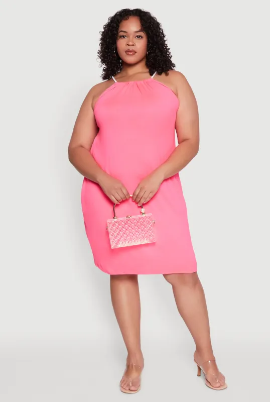 Plus Size Keyhole Back Rope Strap Midi Dress sold by Rainbow