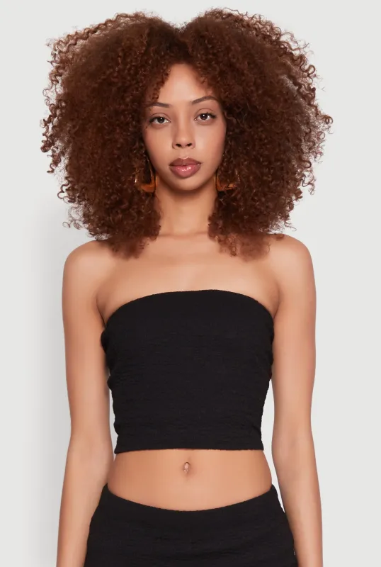 Texture Knit Cropped Tube Top sold by Rainbow