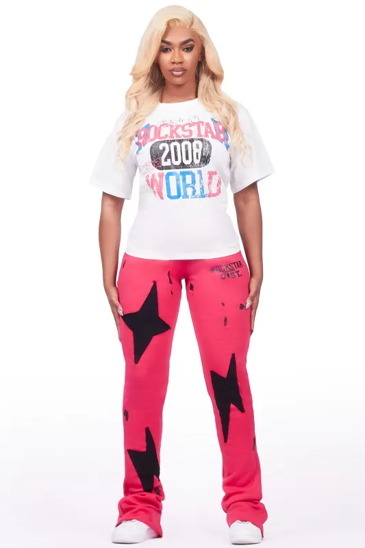 Aliyah White/Hot Pink T-Shirt Trackset sold by Rockstar Original
