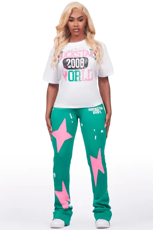 Aliyah White/Green T-Shirt Trackset sold by Rockstar Original