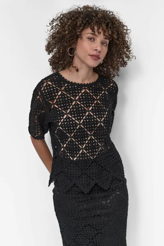 SCALLOPED CROCHET SWEATER sold by DKNY