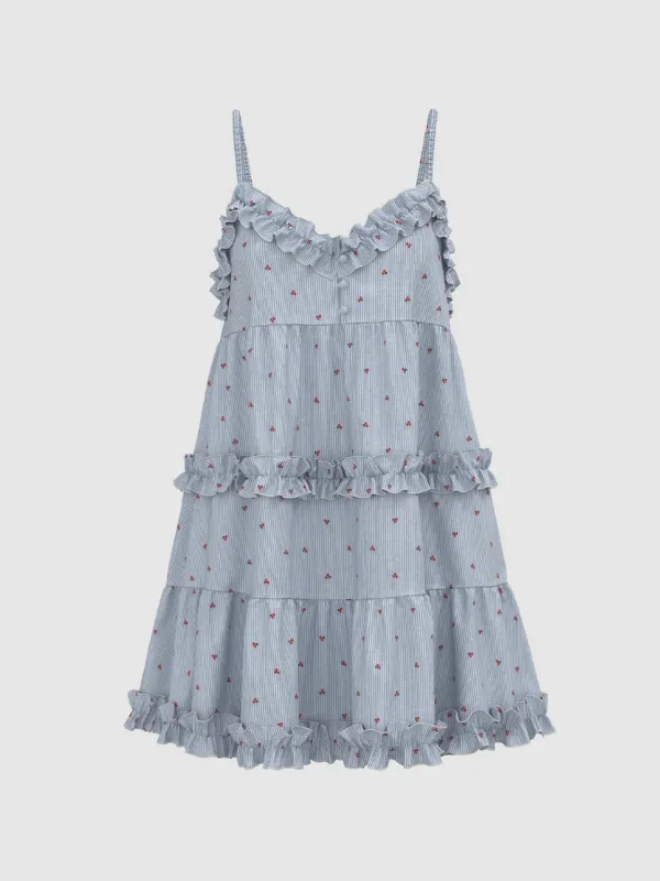 Striped Ruffle Hem Cami Dresses sold by Urban Revivo