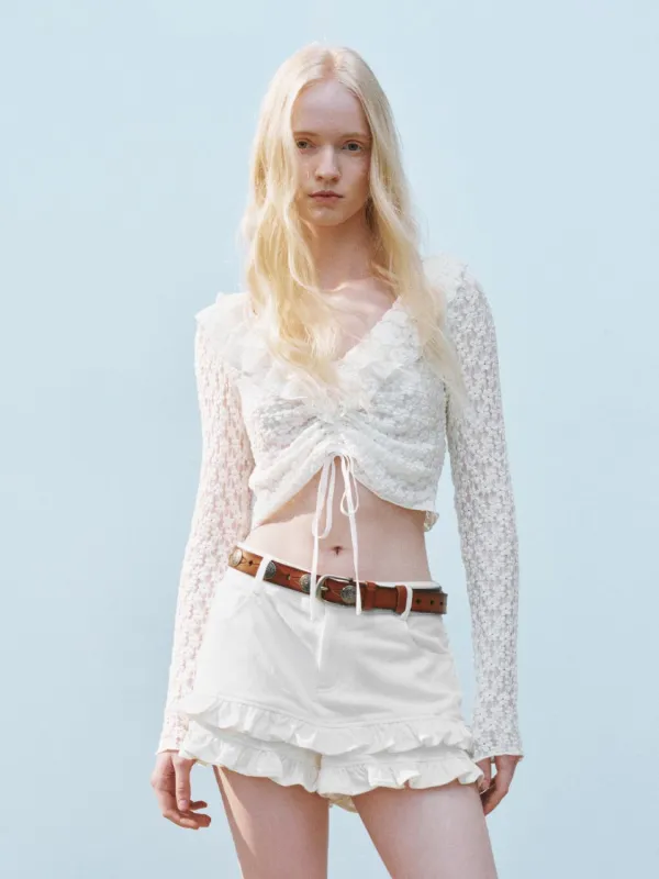 Lace Tie Up Front Blouses sold by Urban Revivo