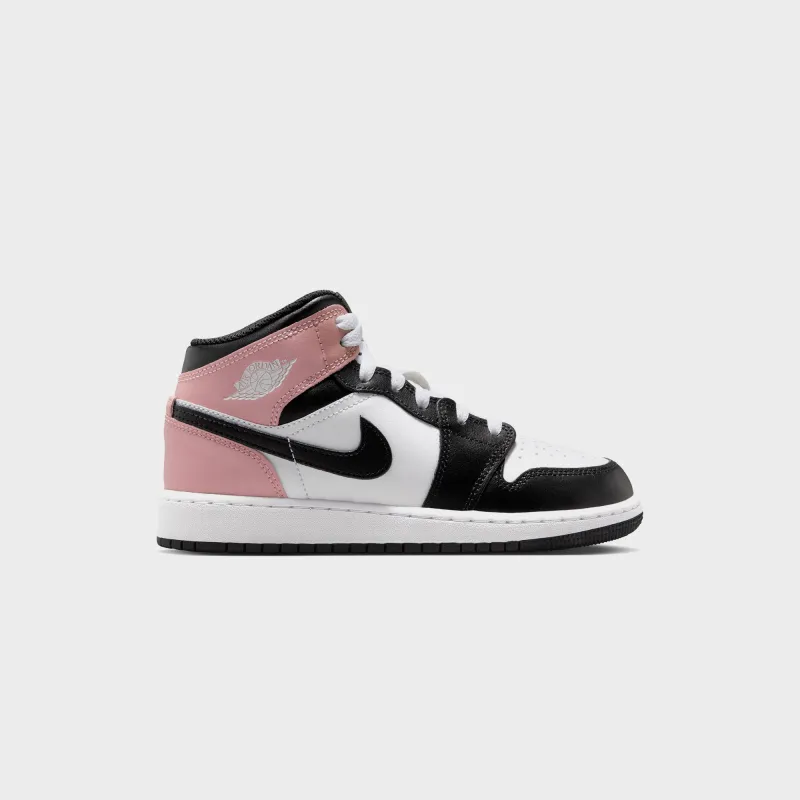 Nike GS Air Jordan 1 Mid - White / Black / Rust Pink sold by Kith