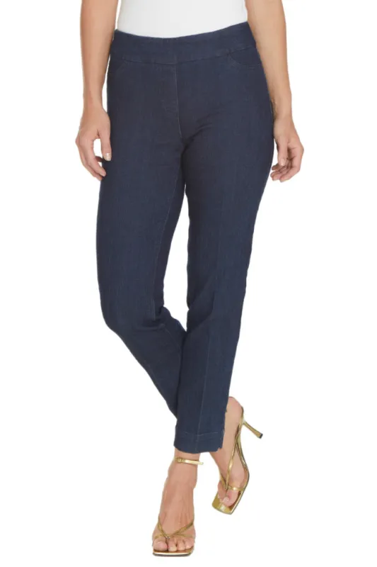 Petite Pull-On Denim Ankle Pants with Back Pockets sold by SlimSation