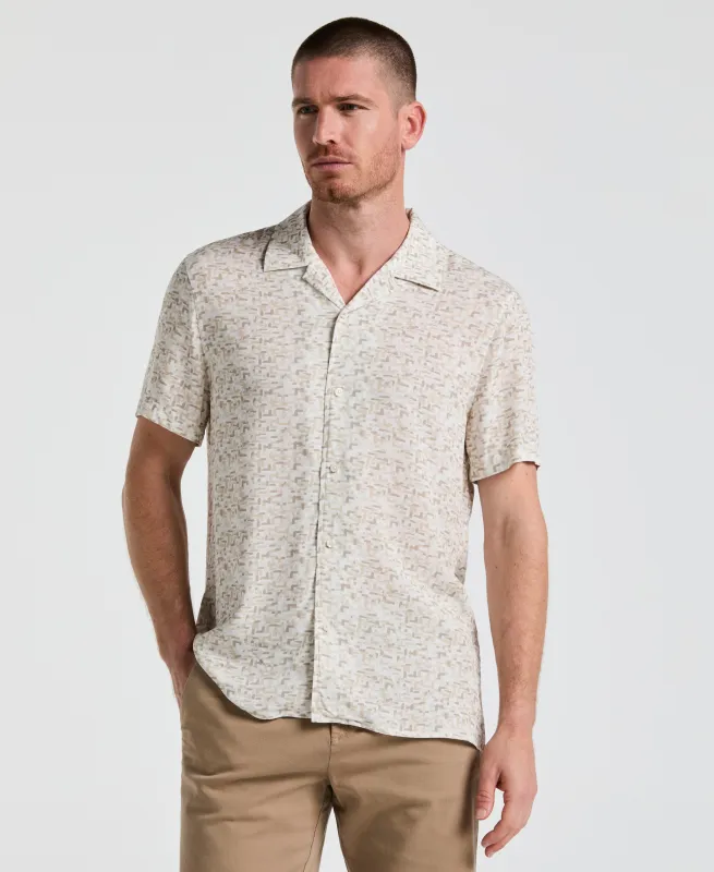 EcoVero™ Brushstroke Print Camp Collar Shirt sold by Perry Ellis