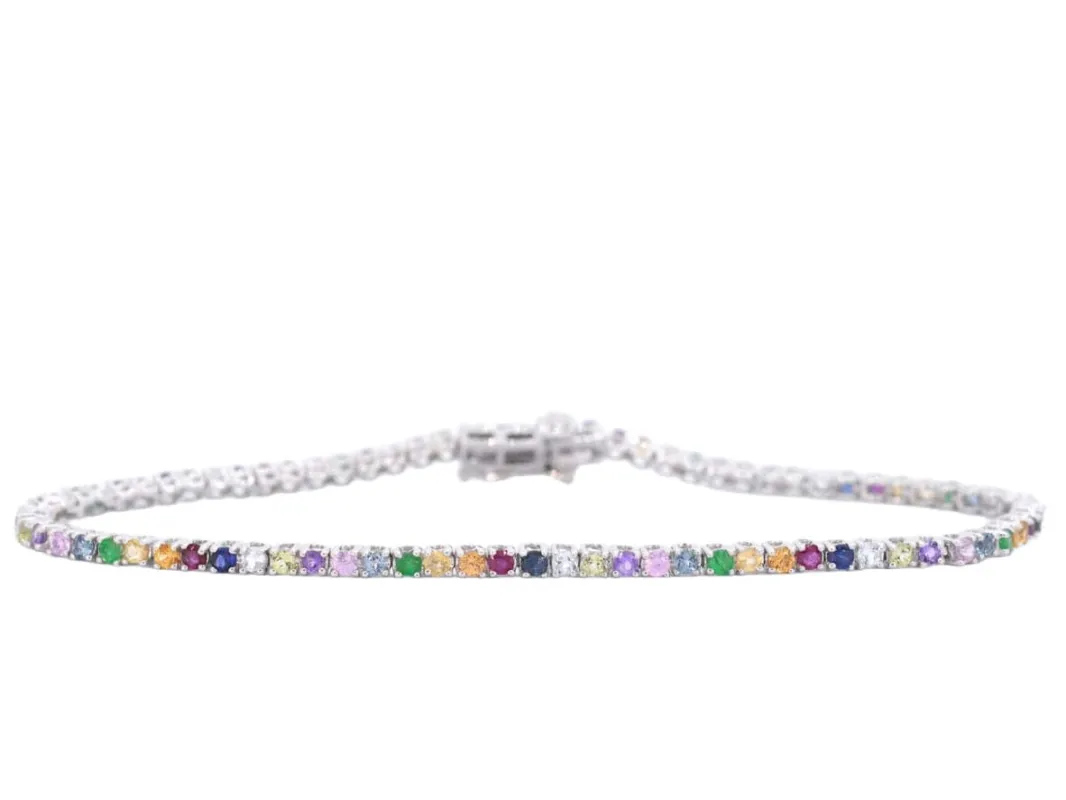 Bracelet tennis en or blanc avec pierres précieuses multicolores sold by 58 Facettes