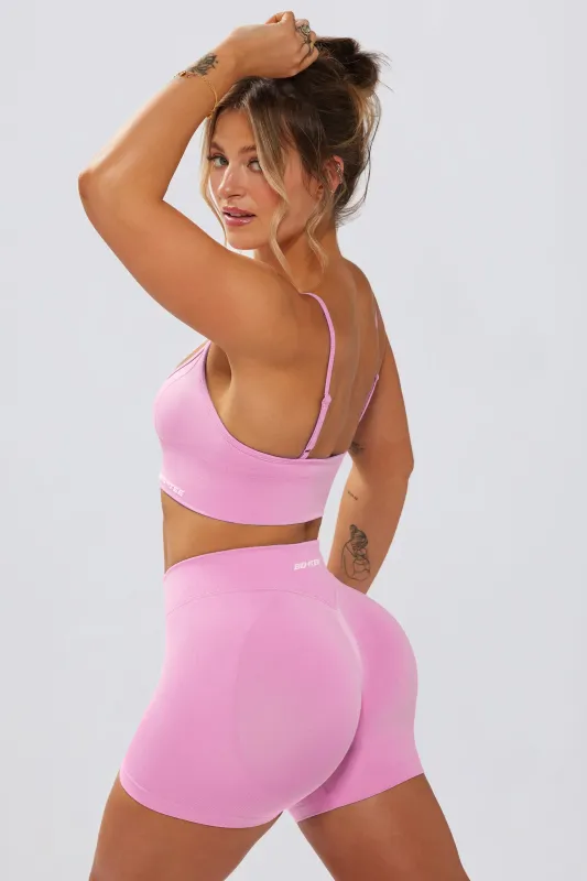 Define Luxe Mini Shorts in Rose sold by Oh Polly