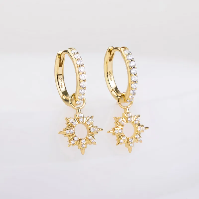 Sunseeker Charm Gold Huggie Earrings sold by Wanderlust and Co