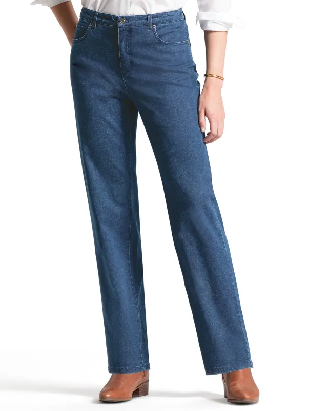 Appleseeds Women's DreamFlex Comfort-Waist Relaxed Straight Leg Jeans - Denim - 8P - Petite sold by Buff