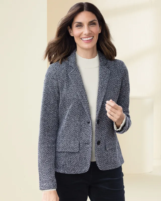 Appleseeds Women's Herringbone Knit Jacket - Multi - 4P - Petite sold by Buff