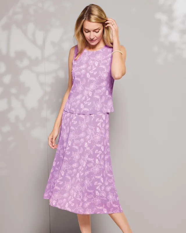 Appleseeds Women's Etched-Floral Crinkle 2-Piece Dress - Purple - 12P - Petite sold by Buff
