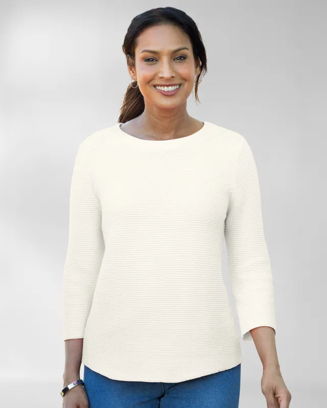 Appleseeds Women's Ottoman-Rib Pullover - Ivory - PXL - Petite sold by Buff