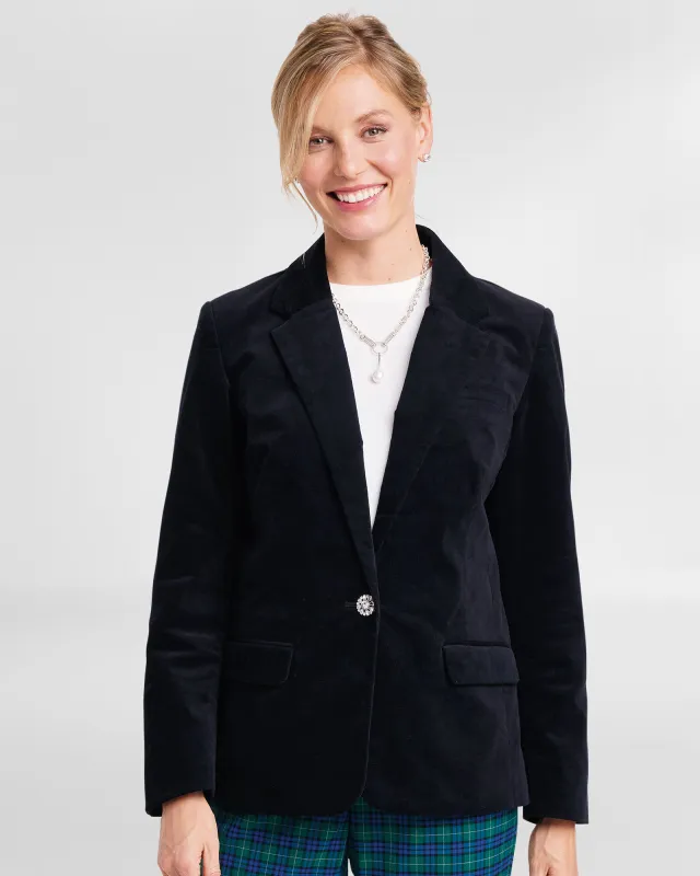 Appleseeds Women's Velveteen Blazer - Black - 18P - Petite sold by Buff