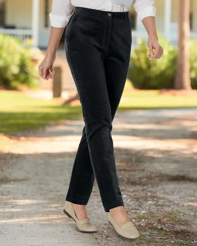 Appleseeds Women's Stretch Wide-Wale Corduroy Fly-Front Pants - Black - 6 - Misses sold by Buff