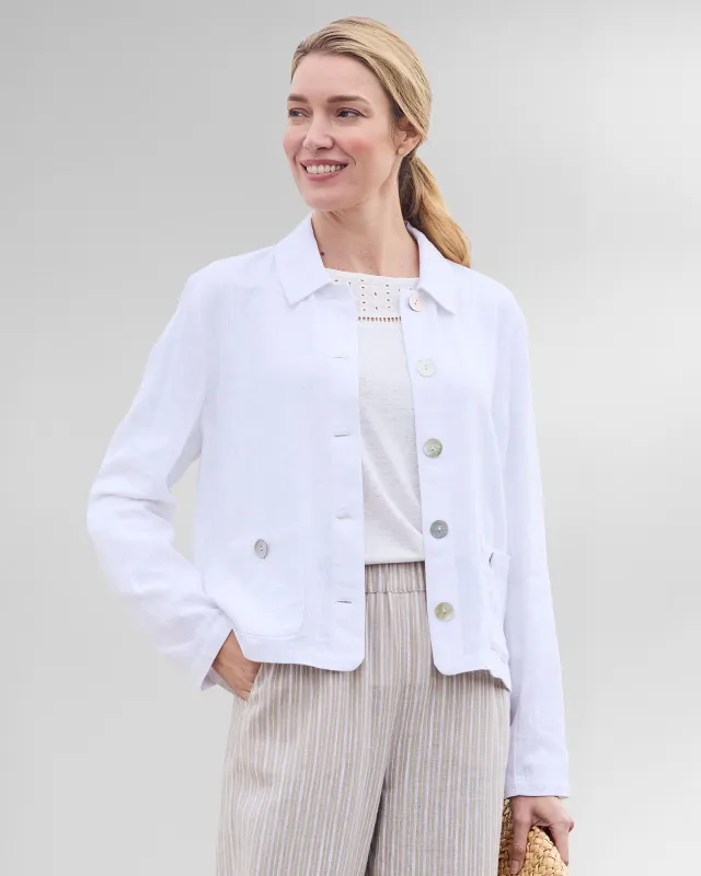Appleseeds Women's Linen-Blend Jacket - White - XL - Misses sold by Buff