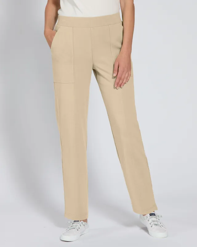 Appleseeds Women's Everyday Knits 4-Pocket Relaxed Straight-Leg Pants - Tan - PXL - Petite sold by Buff