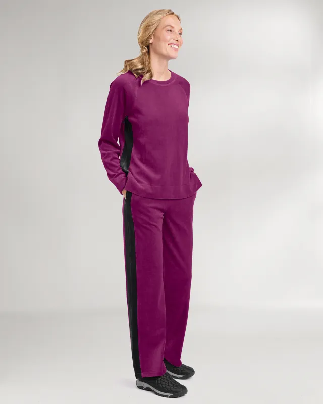 Appleseeds Women's Velour Side-Stripe Set - Multi - PS - Petite sold by Buff