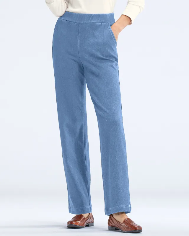 Appleseeds Women's Classic Knit Denim Straight Leg Pants - Denim - L - Misses sold by Buff