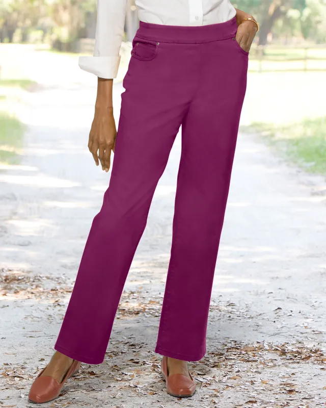 Appleseeds Women's DreamFlex Color Pull-On Relaxed Straight Leg Jeans - Purple - 8 - Misses sold by Buff