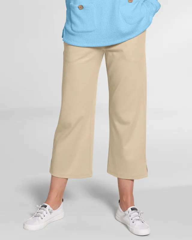 Appleseeds Women's Everyday Knit Wide-Leg Crops - Tan - MPS - Petite Short sold by Buff