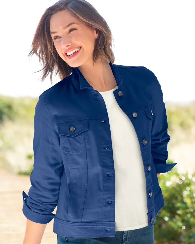 Appleseeds Women's DreamFlex Colored Jean Jacket - Blue - S - Misses sold by Buff