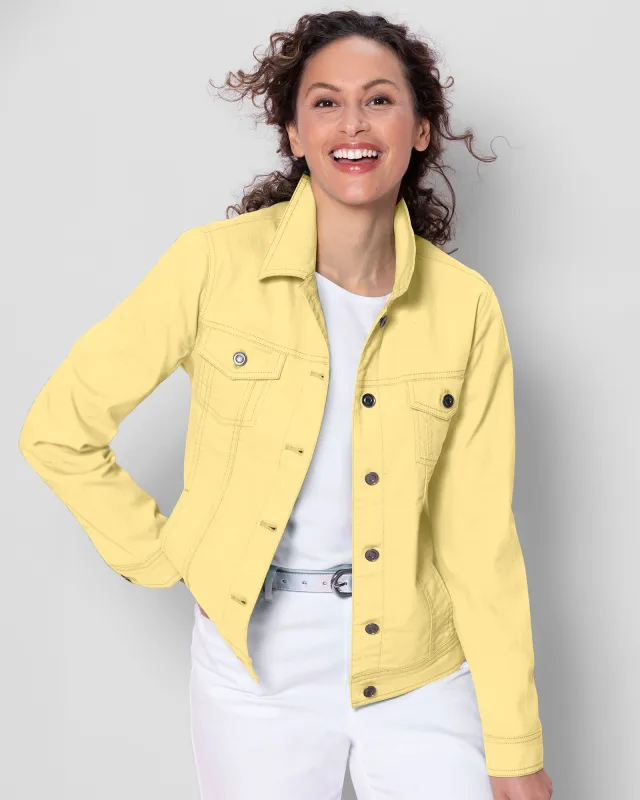 Appleseeds Women's DreamFlex Colored Jean Jacket - Yellow - PM - Petite sold by Buff