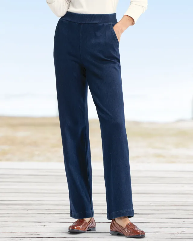Appleseeds Women's Classic Knit Denim Straight Leg Pants - Denim - PS - Petite sold by Buff