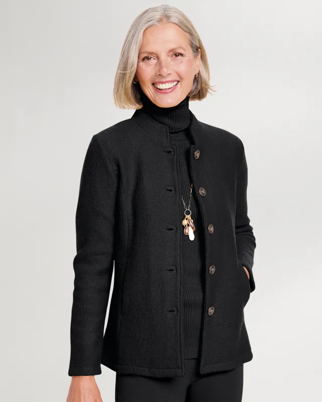 Appleseeds Women's Boiled-Wool Jacket - Black - PS - Petite sold by Buff