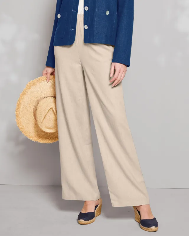 Appleseeds Women's Linen-Blend Solid Pants - Tan - PL - Petite sold by Buff