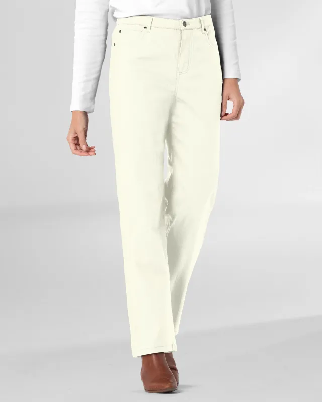 Appleseeds Women's DreamFlex Color Comfort-Waist Relaxed Straight Leg Jeans - White - 18P - Petite sold by Buff