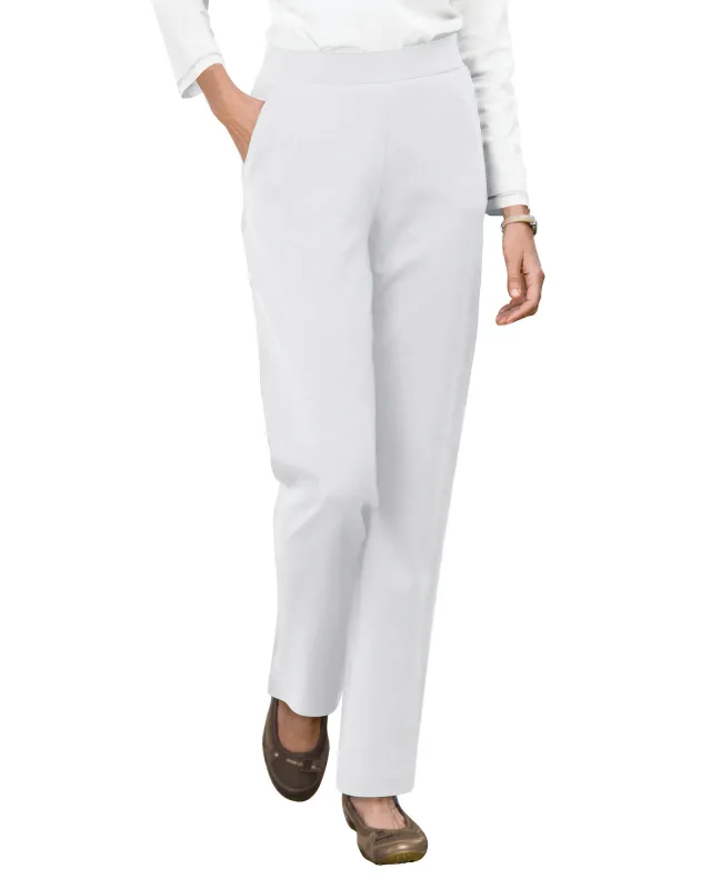 Appleseeds Women's Everyday Knit Straight-Leg Pants - White - PXL - Petite sold by Buff